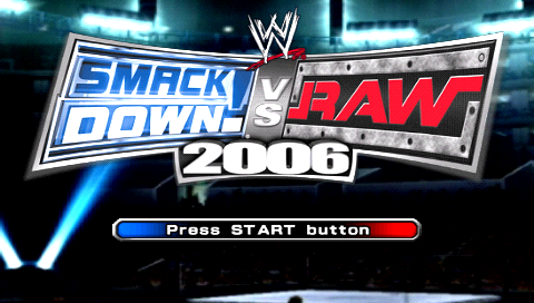 WWE Smackdown vs. Raw 2006 title screen for PSP