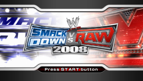 WWE Smackdown vs. Raw 2008 title screen for PSP