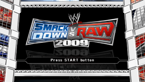WWE SmackDown vs. Raw 2009 title screen for PSP