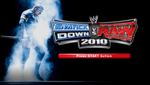 WWE Smackdown vs. Raw 2010 title screen for PSP