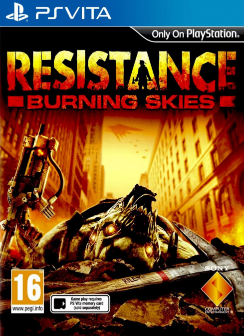 Resistance: Burning Skies box art for Playstation Vita