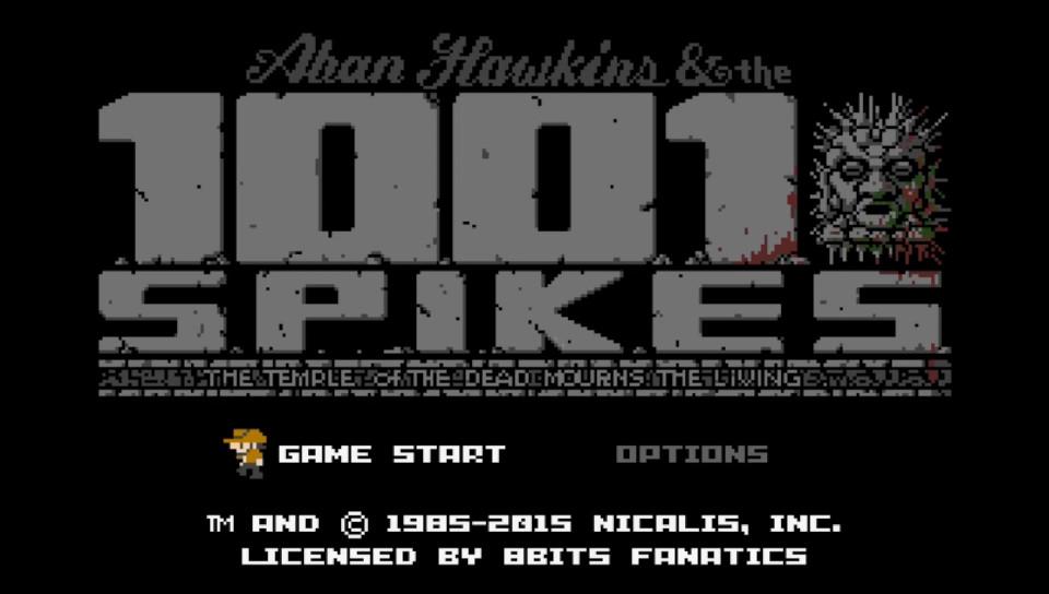 1001 Spikes title screen for Playstation Vita
