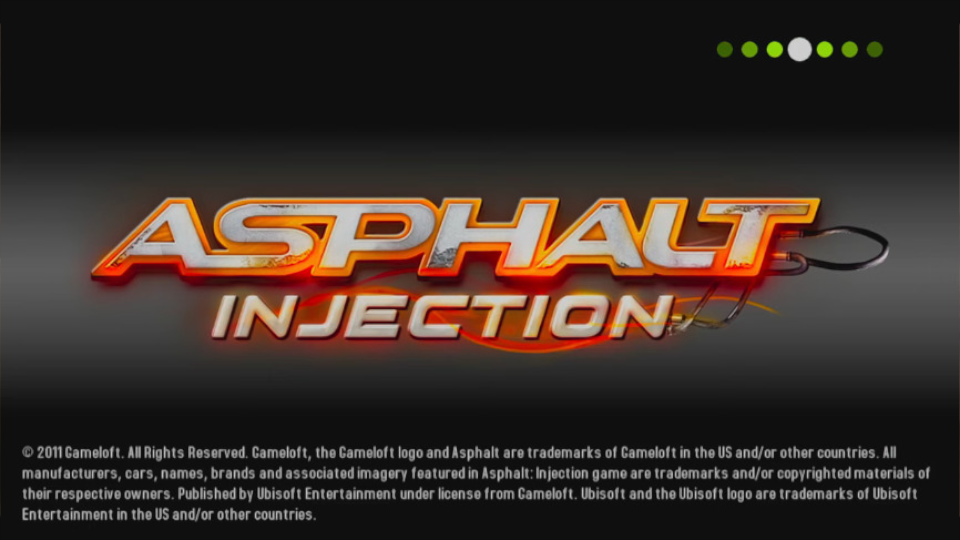 Asphalt Injection title screen for Playstation Vita