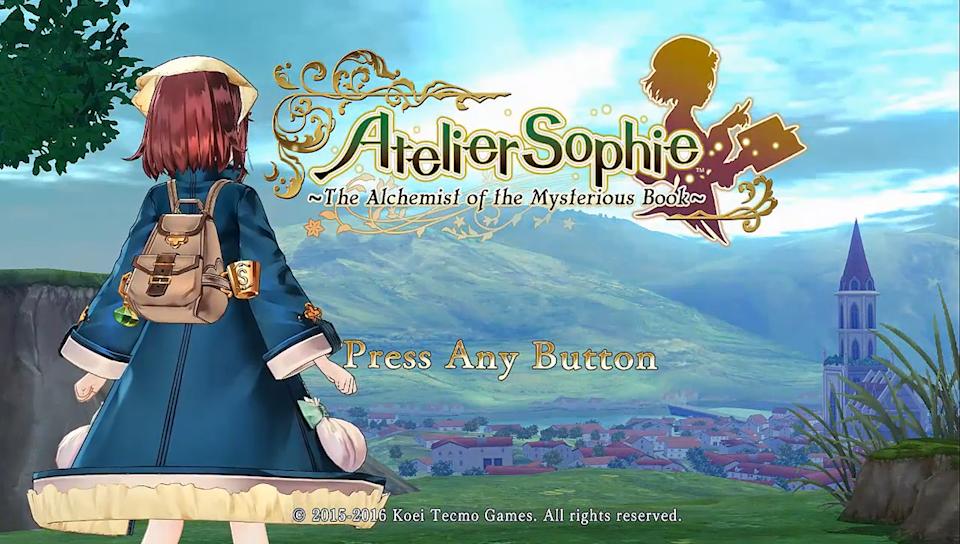 Atelier Sophie: The Alchemist of the Mysterious Book title screen for Playstation Vita