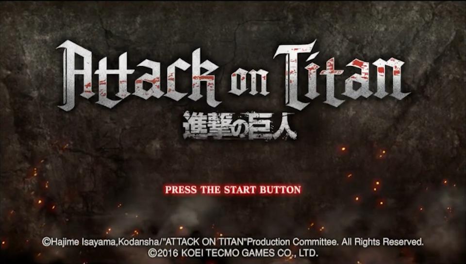 Attack on Titan title screen for Playstation Vita