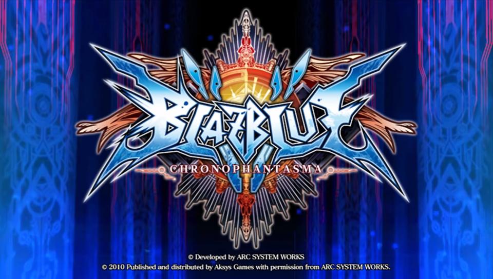 BlazBlue: Chrono Phantasma title screen for Playstation Vita
