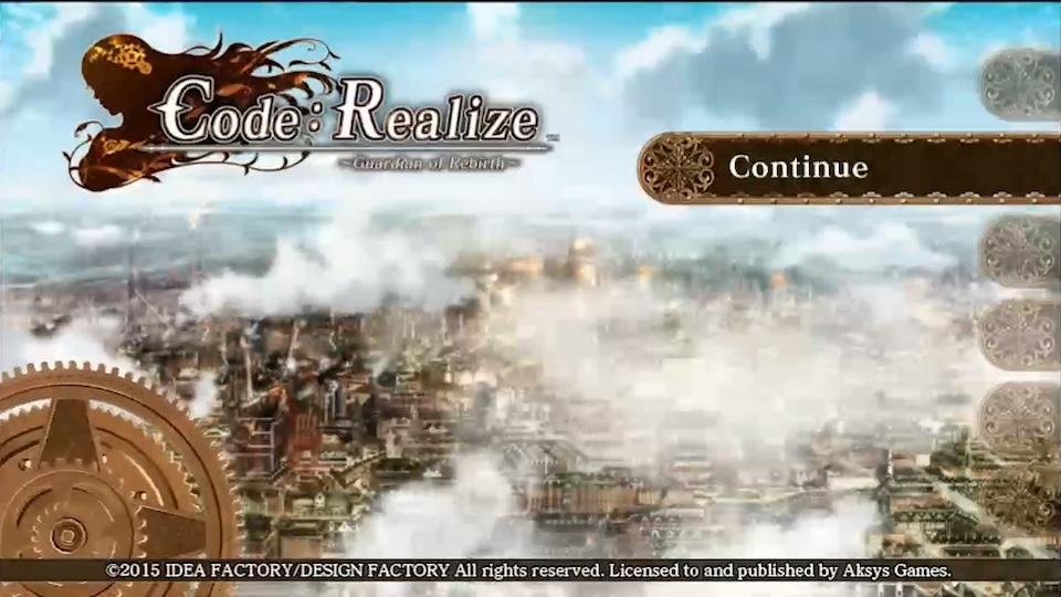 Code: Realize Guardian of Rebirth title screen for Playstation Vita