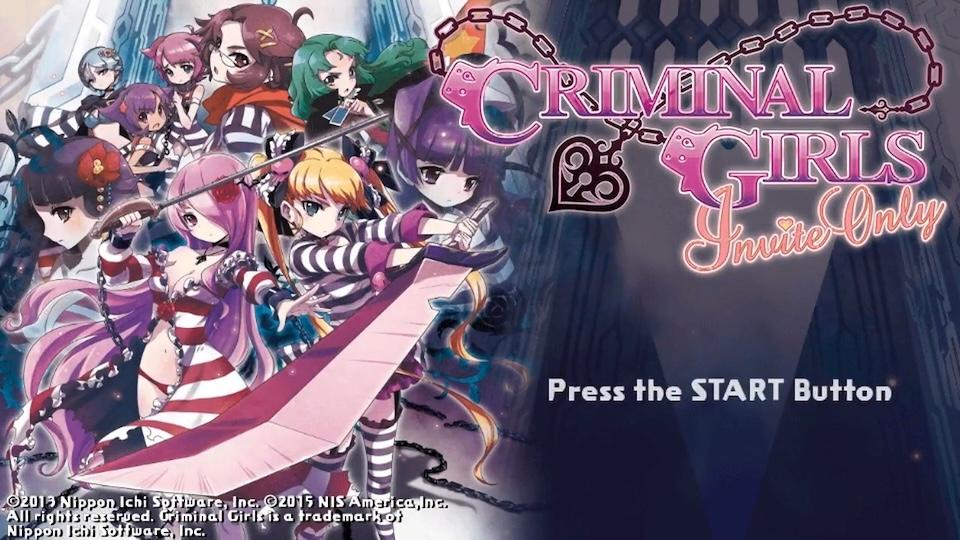 Criminal Girls Invite Only title screen for Playstation Vita
