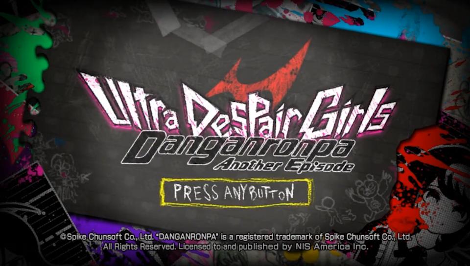 Danganronpa Another Episode: Ultra Despair Girls title screen for Playstation Vita