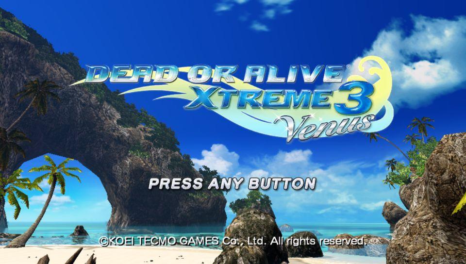 Dead or Alive Xtreme 3 Venus title screen for Playstation Vita