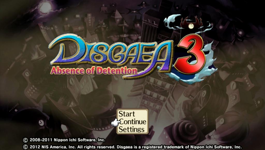 Disgaea 3 Absence of Detention title screen for Playstation Vita