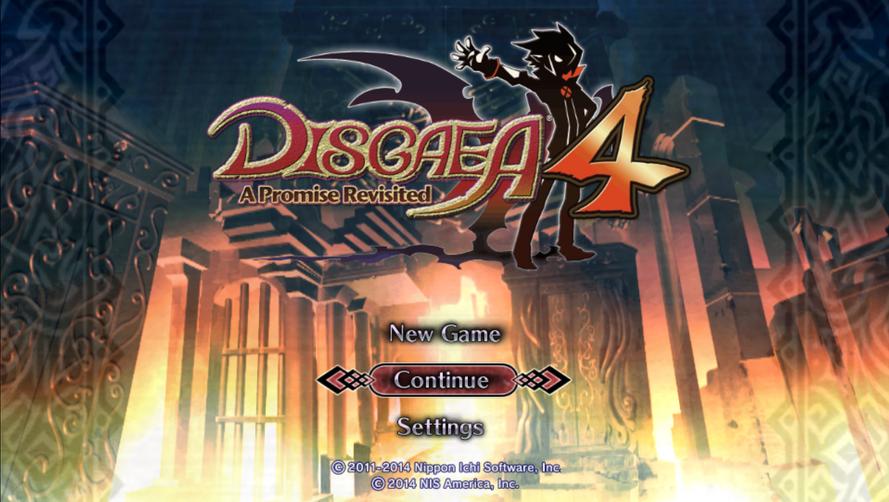 Disgaea 4: A Promise Revisited title screen for Playstation Vita