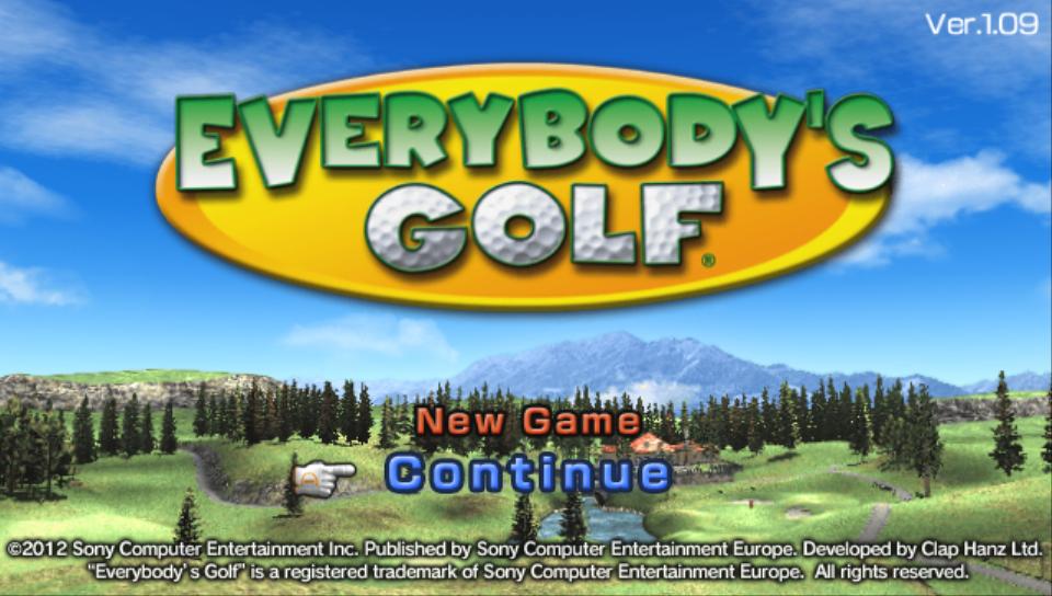 Everybody's Golf 6 title screen for Playstation Vita
