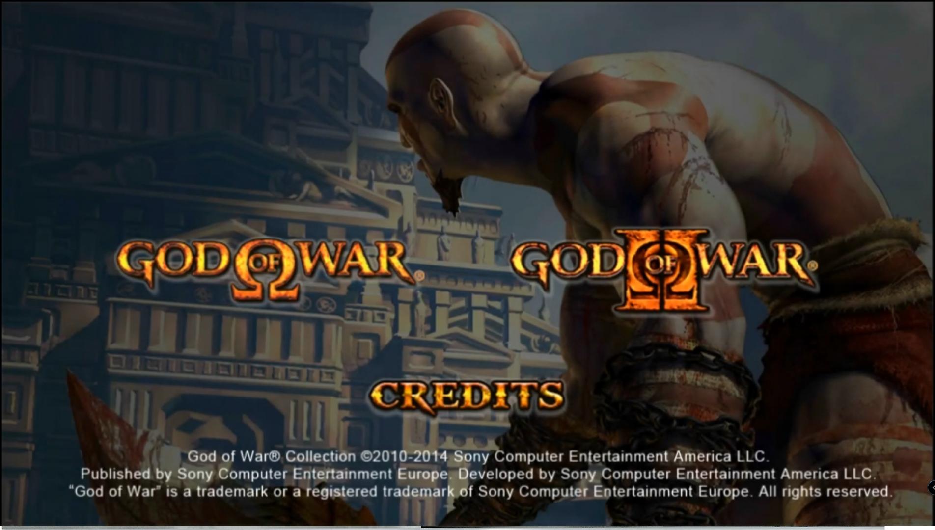 God of War Collection title screen for Playstation Vita
