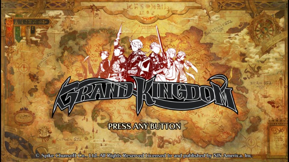 Grand Kingdom title screen for Playstation Vita