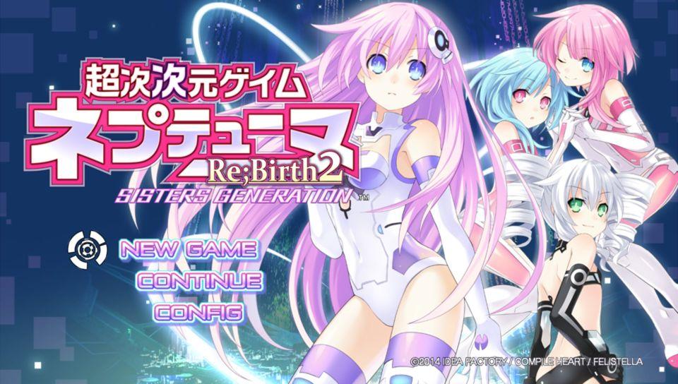 Hyperdimension Neptunia Re;Birth 2: Sisters Generation title screen for Playstation Vita
