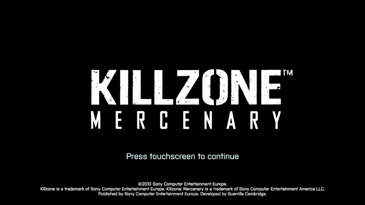 Killzone: Mercenary title screen for Playstation Vita