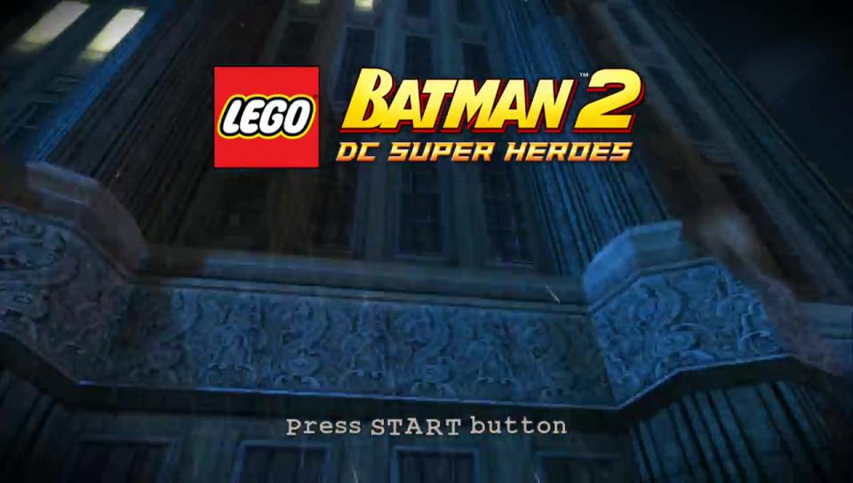 LEGO Batman 2: DC Super Heroes title screen for Playstation Vita