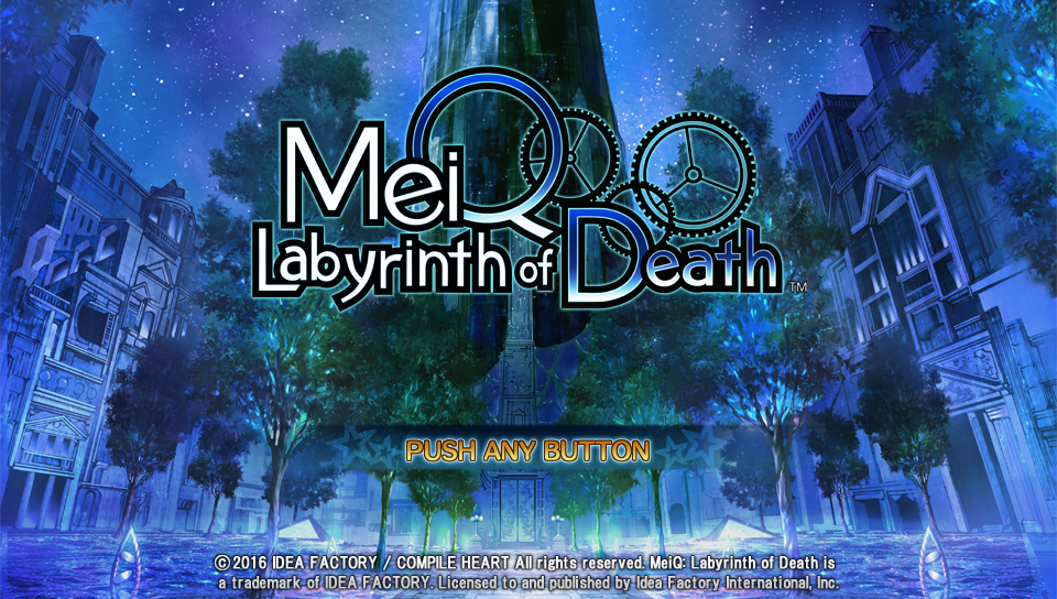 MeiQ Labyrinth of Death title screen for Playstation Vita