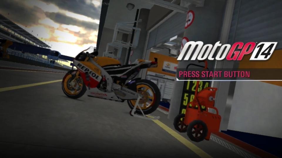 MotoGP 14 title screen for Playstation Vita