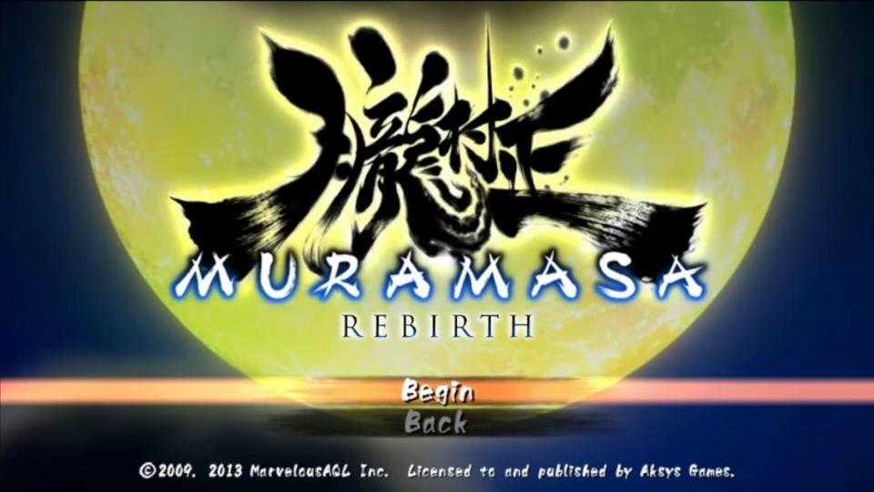 Muramasa Rebirth title screen for Playstation Vita