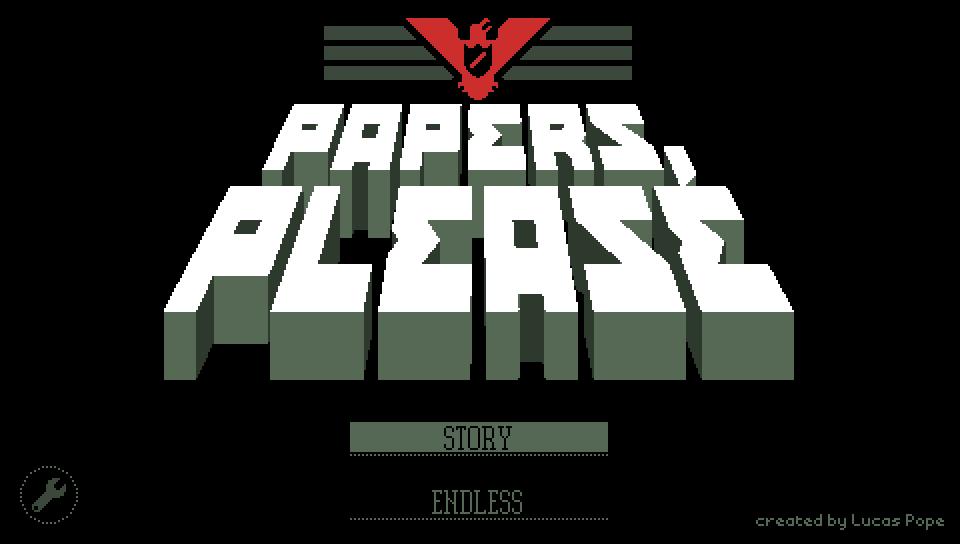Papers, Please title screen for Playstation Vita