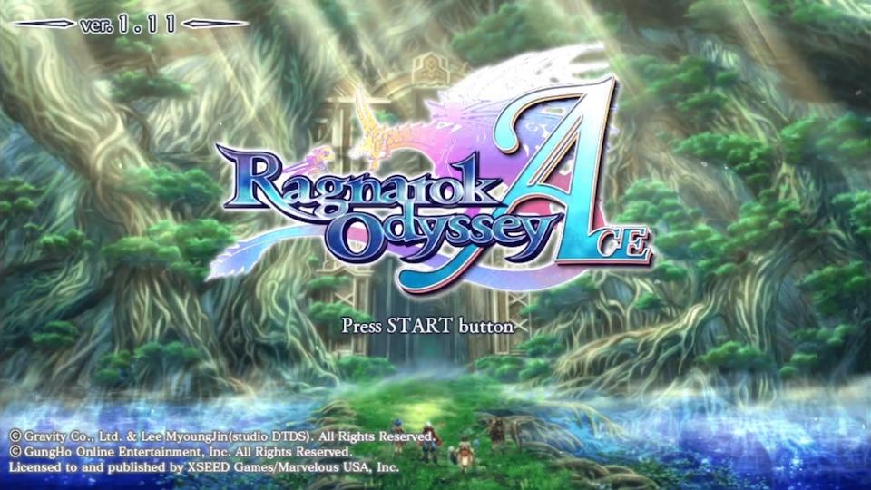 Ragnarok Odyssey Ace title screen for Playstation Vita