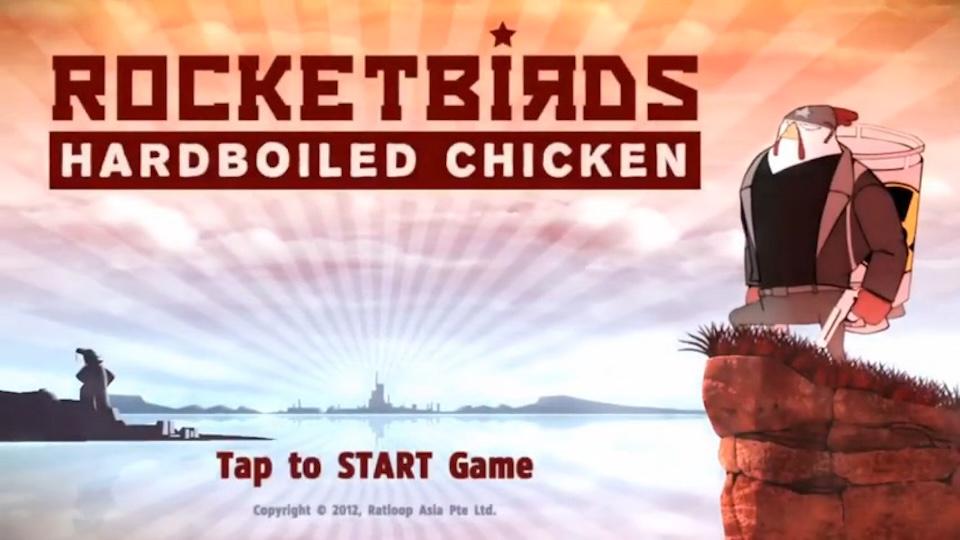 Rocketbirds: Hardboiled Chicken title screen for Playstation Vita