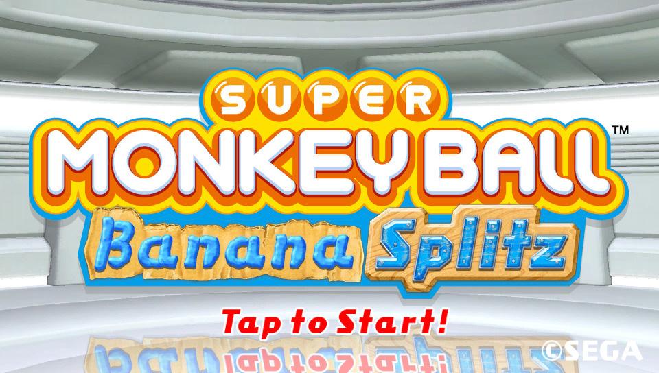 Super Monkey Ball: Banana Splitz title screen for Playstation Vita
