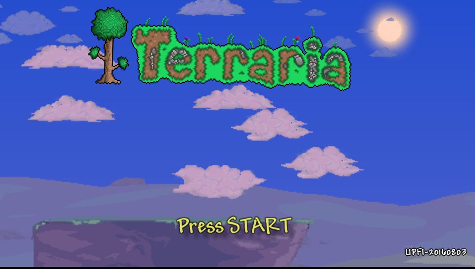 Terraria title screen for Playstation Vita