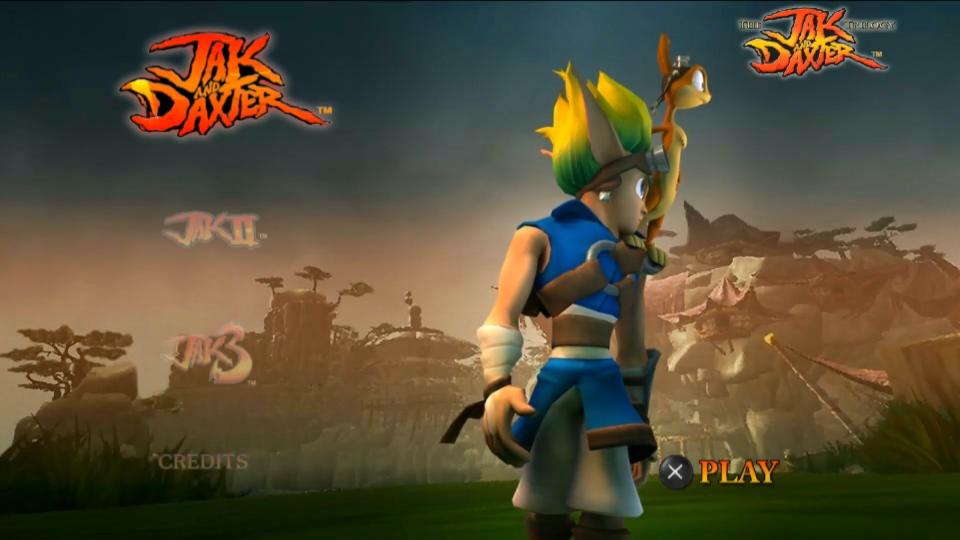 The Jak And Daxter Trilogy title screen for Playstation Vita