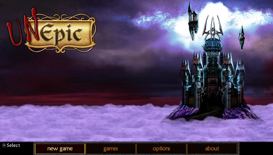 UnEpic title screen for Playstation Vita