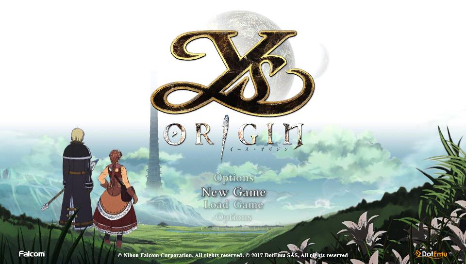 Ys Origin title screen for Playstation Vita