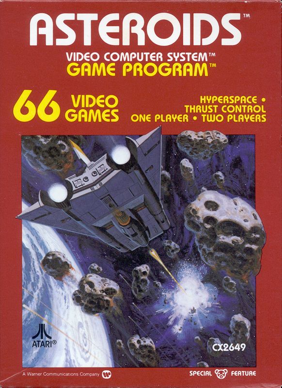 Asteroids box art for Atari 7800