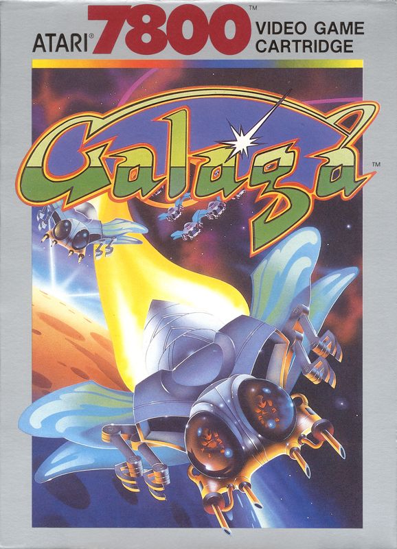 Galaga box art for Atari 7800