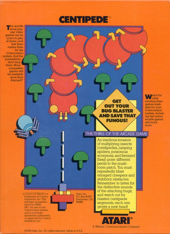 Centipede box art for Colecovision