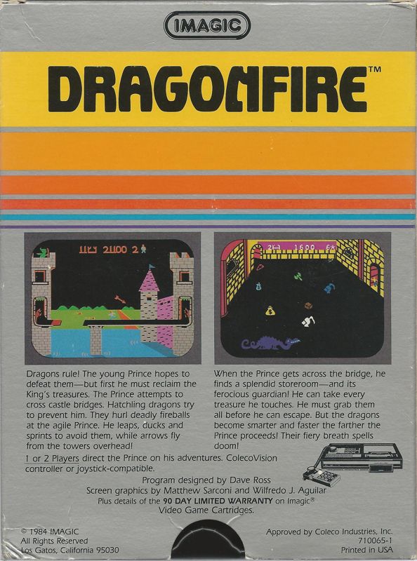 Dragonfire box art for Colecovision