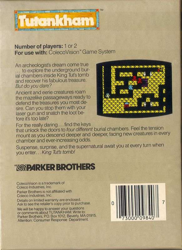 Tutankham box art for Colecovision