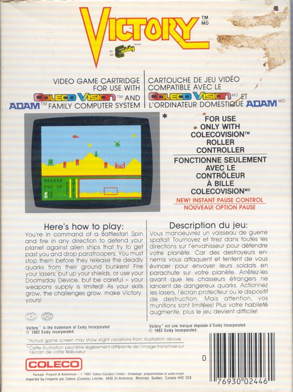 Victory box art for Colecovision