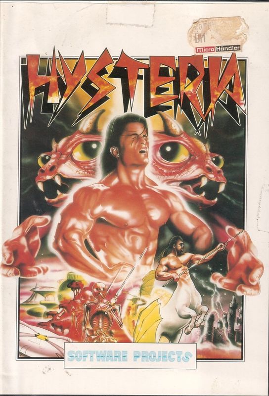 Hysteria box art for Commodore 64