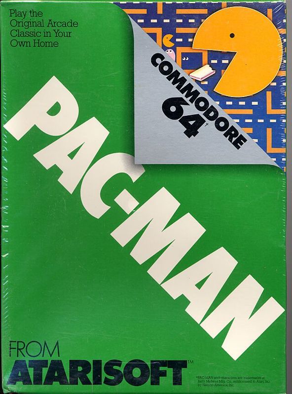 Pac-Man box art for Commodore 64