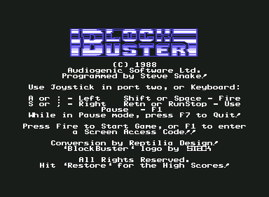 BlockBuster screenshot 3 for Commodore 64