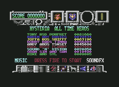 Hysteria screenshot 4 for Commodore 64