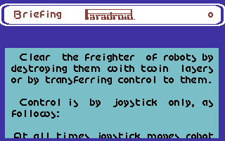 Paradroid screenshot 4 for Commodore 64