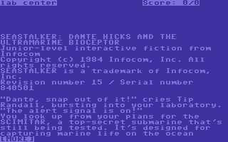 Seastalker screenshot 3 for Commodore 64