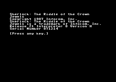 Sherlock screenshot 3 for Commodore 64