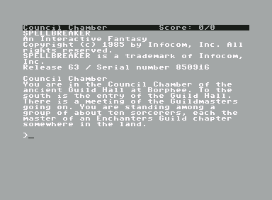 Spellbreaker screenshot 2 for Commodore 64