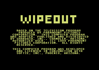 Wipeout screenshot 2 for Commodore 64