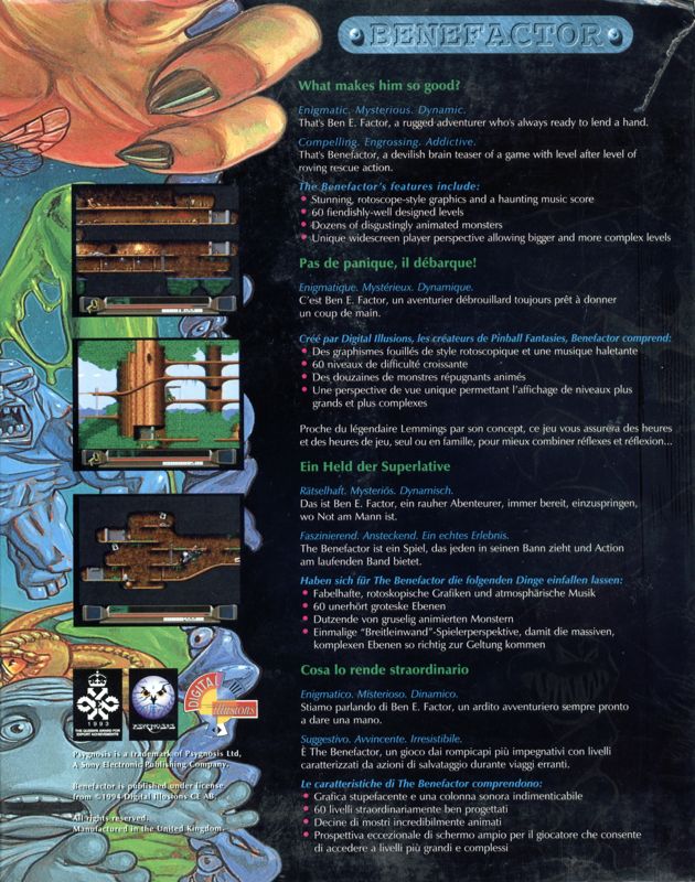 Benefactor box art for Amiga CD32
