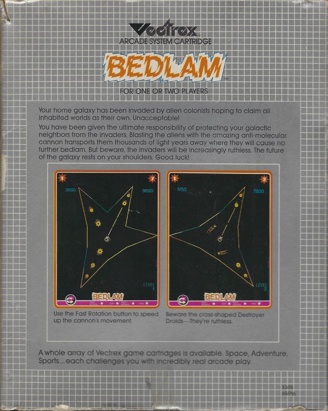 Bedlam box art for Vectrex